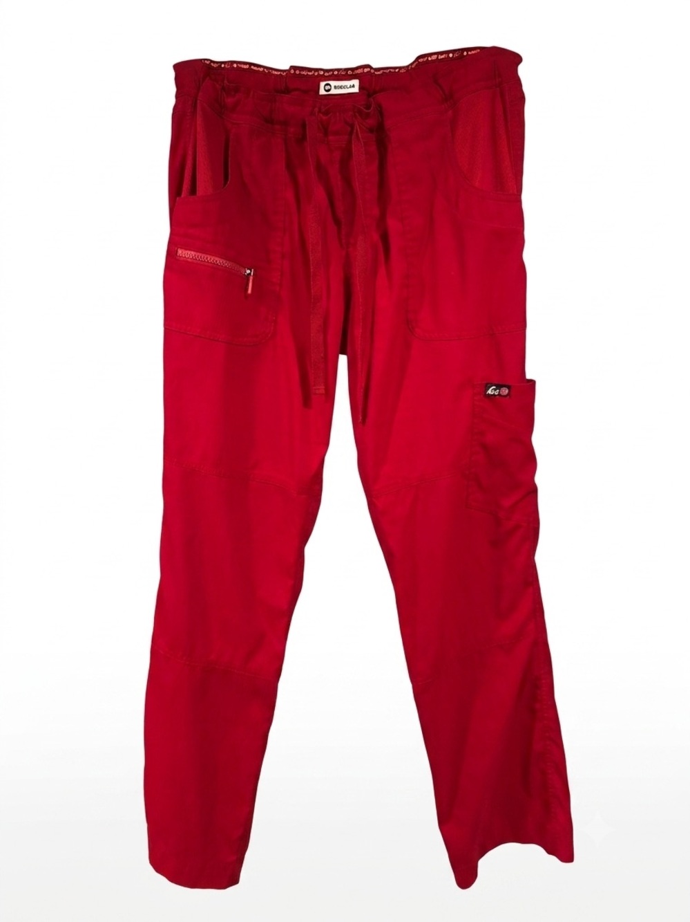 Koi lite women’s medium regular slim fit  Dobby  color red. Mech stretch